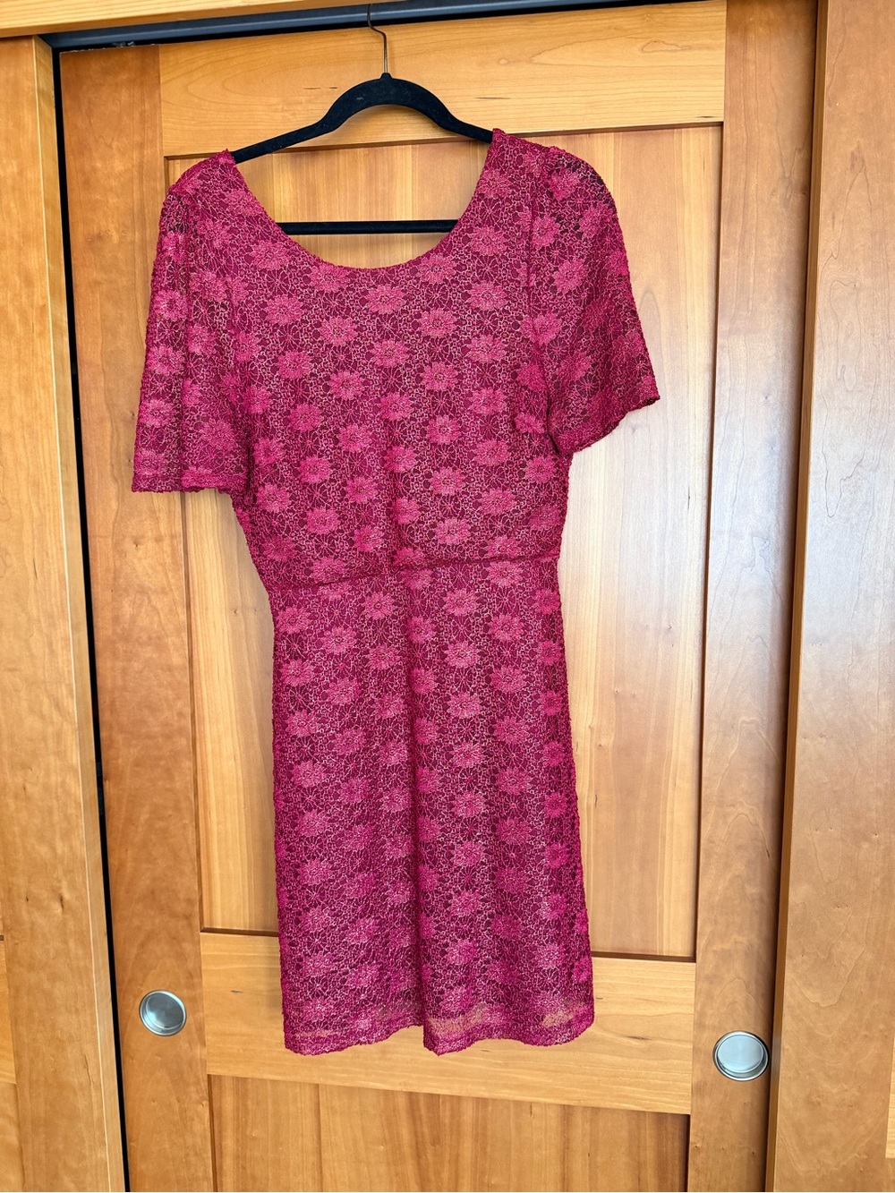 Everly Floral Lace Mini Dress — Berry